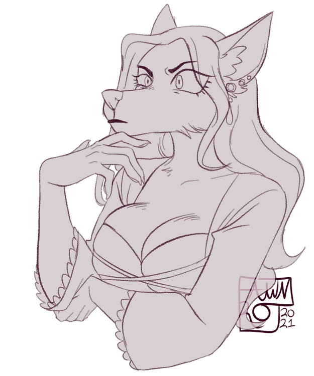 Monochrome Halfbody Sketch